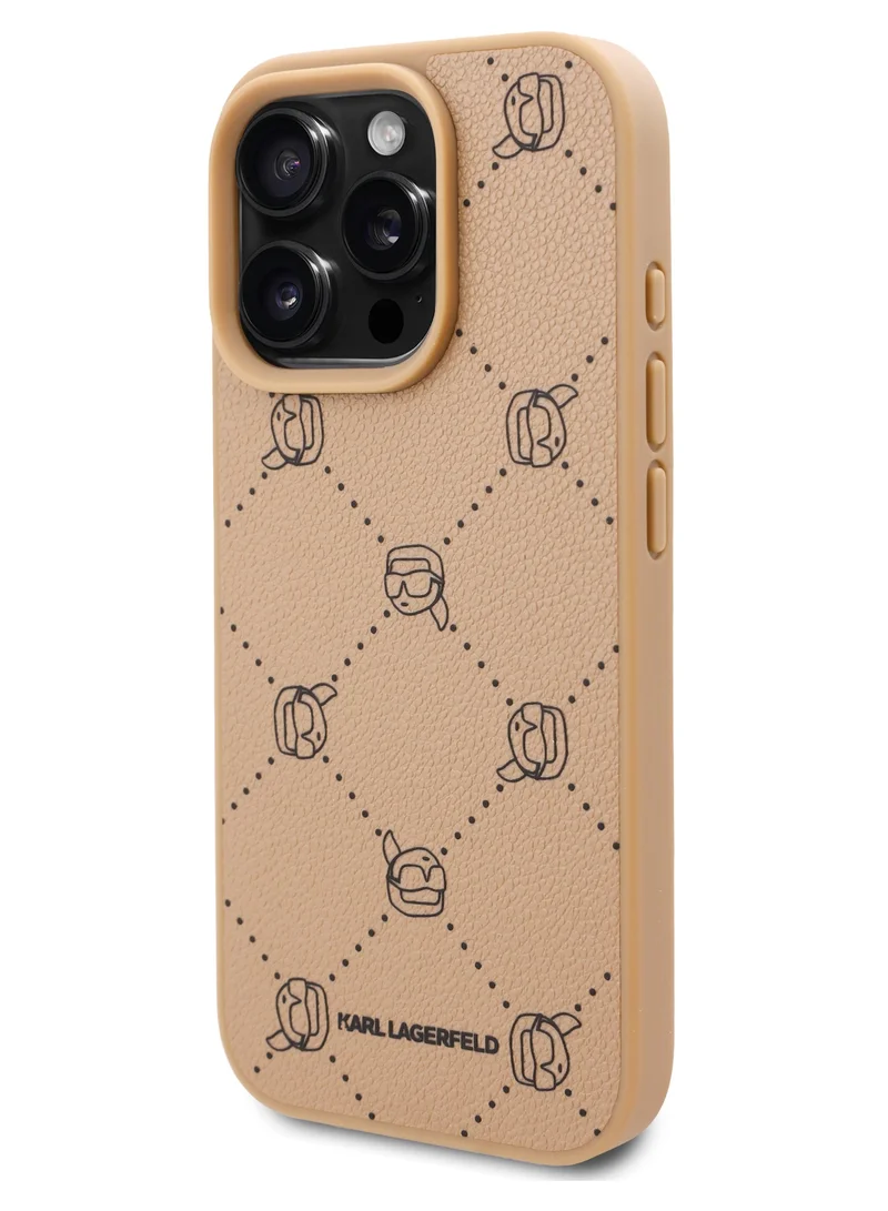 Karl Lagerfeld iPhone 16 Pro Max PU Hard Case with Iconic Karl Head / Stylish & Durable Protection / Light Weight and Slim Back cover - Beige