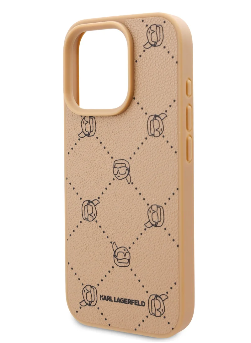 Karl Lagerfeld iPhone 16 Pro Max PU Hard Case with Iconic Karl Head / Stylish & Durable Protection / Light Weight and Slim Back cover - Beige