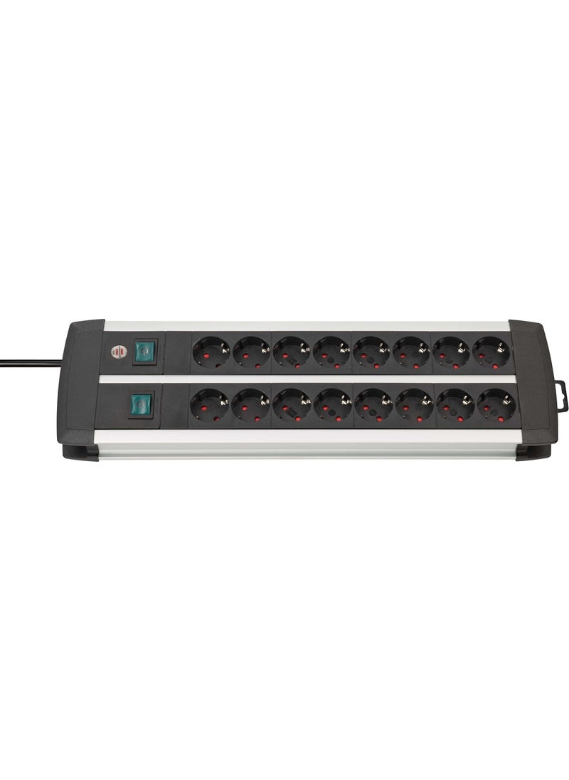 Brennenstuhl Premium-Alu-Line, Power Strip 16 Sockets-2 Switches-3 Meter Socket  - Image 2