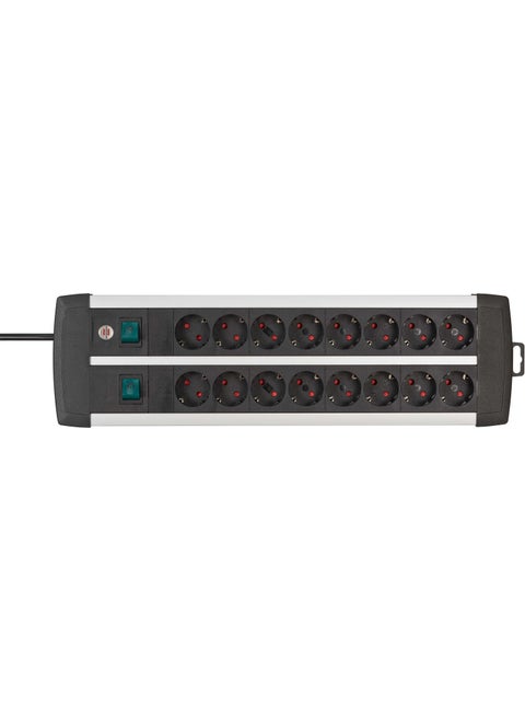 Premium-Alu-Line, Power Strip 16 Sockets-2 Switches-3 Meter Socket