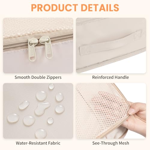 BAGAIL مجموعة حقائب باجاي 6 قطع لتنظيم الأمتعة لملحقات السفر - بيج - Image 4