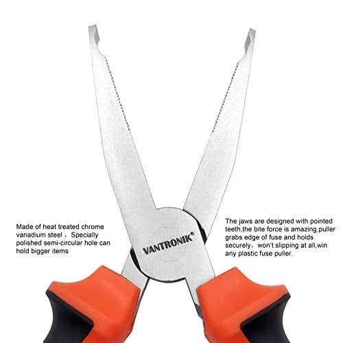 VANTRONIK Fuse Puller Relay Puller Tool Extractor For Flat Blade Square Automotive Jcase Box Shaped Fuse or Relay in a vehicle, car, RV or boat, Insulated Handles, 6.5 inches long - Image 3