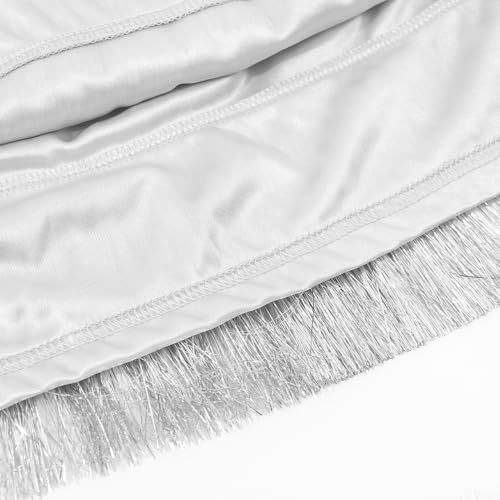 Noomelfish Girls Tinsel Fringe Skirt Sparkly Tassel Metallic Party Skirt, Silver White, Size 9-10 Years - Image 5