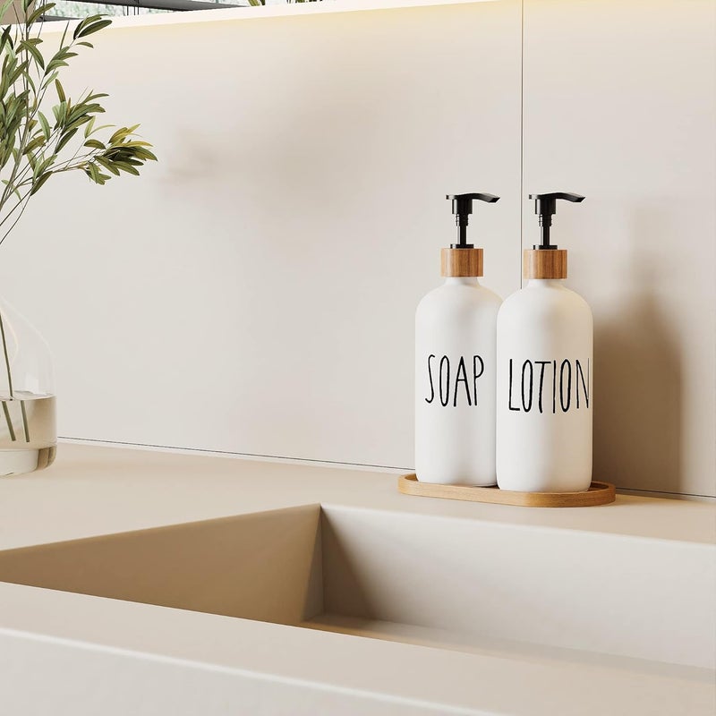 Aeakey Glass Lotion Dispenser,Refillable Matte Black Hand Lotion Dispenser Suitable for Bedroom,Body or Hand Lotion Bottle Rustic Bedroom Decor - Image 2