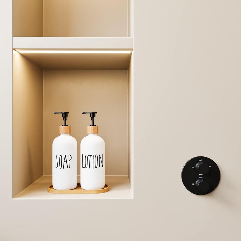 Aeakey Glass Lotion Dispenser,Refillable Matte Black Hand Lotion Dispenser Suitable for Bedroom,Body or Hand Lotion Bottle Rustic Bedroom Decor - Image 3