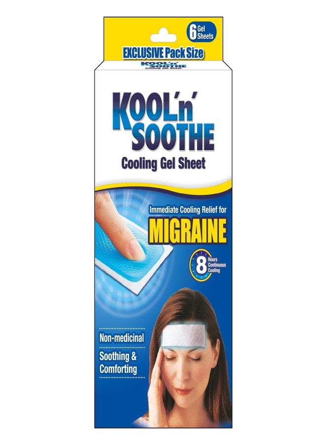 KOOL 'N' SOOTHE MIGRAINE Cooling Gel Sheets/ 6 Pack/Immediate Cooling Relief for Migraine & Severe Headache - Image 1