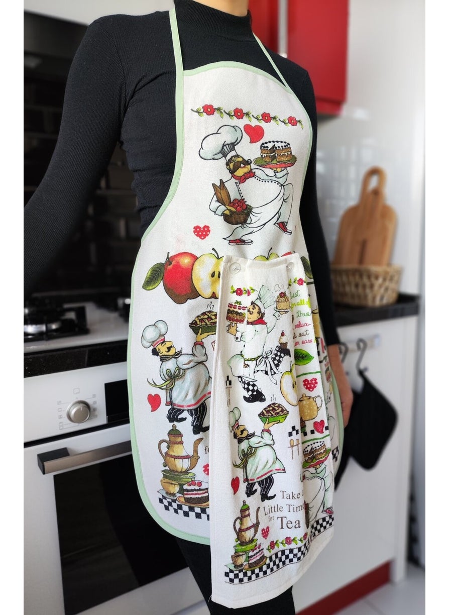 Cnr Garden Liquid Proof Printed Towel Kitchen Apron Towel Apron Set Soft Patterned  - Image 2