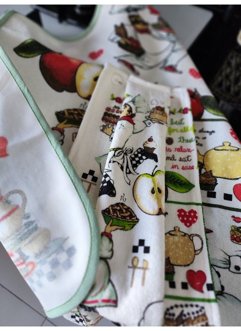 Cnr Garden Liquid Proof Printed Towel Kitchen Apron Towel Apron Set Soft Patterned  - Image 5