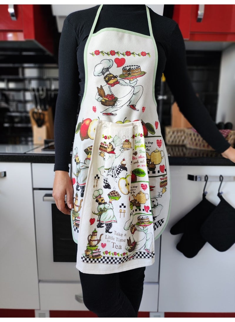 Cnr Garden Liquid Proof Printed Towel Kitchen Apron Towel Apron Set Soft Patterned  - Image 1