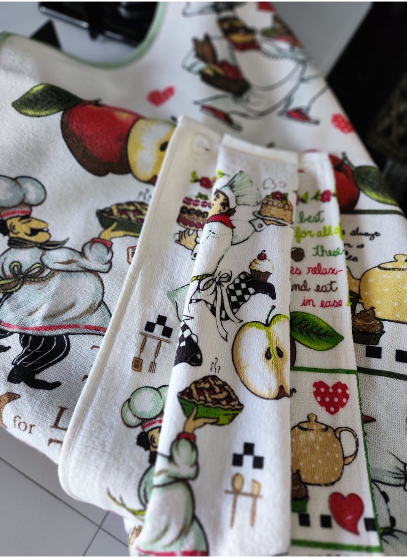 Cnr Garden Liquid Proof Printed Towel Kitchen Apron Towel Apron Set Soft Patterned  - Image 4