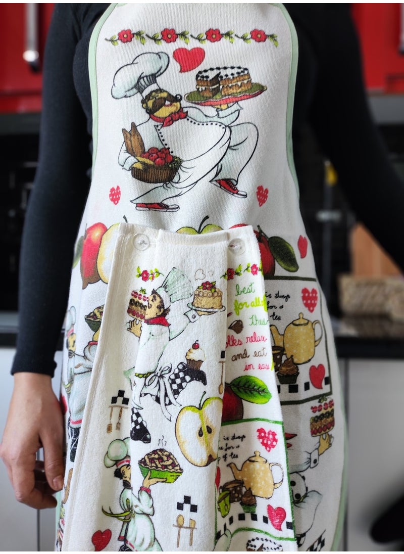 Cnr Garden Liquid Proof Printed Towel Kitchen Apron Towel Apron Set Soft Patterned  - Image 3