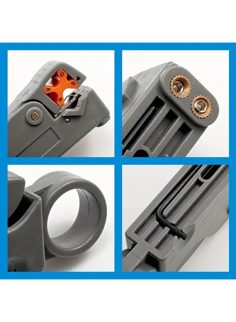 Rubik Multifunctional Coaxial Cable Stripper, Wire Stripper, Network Wire Clipper, Video Wire Rotary Peeling Network Tool - Image 4