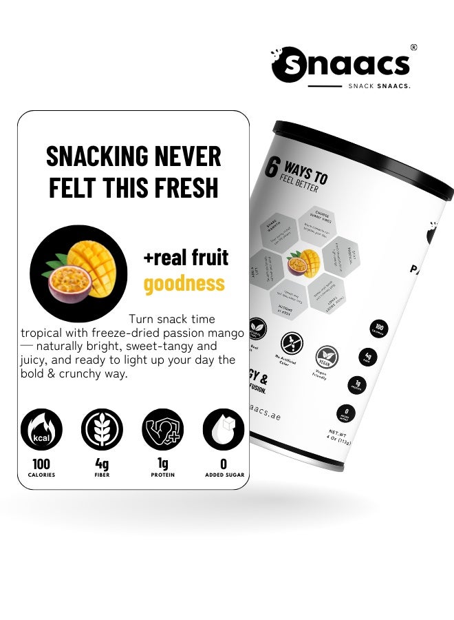 SNAACS Freeze-Dried Passion Mango | No Added Sugar | Tropical Sweet-Tangy Crunchy Snack (3 oz | 85 g) - Image 3