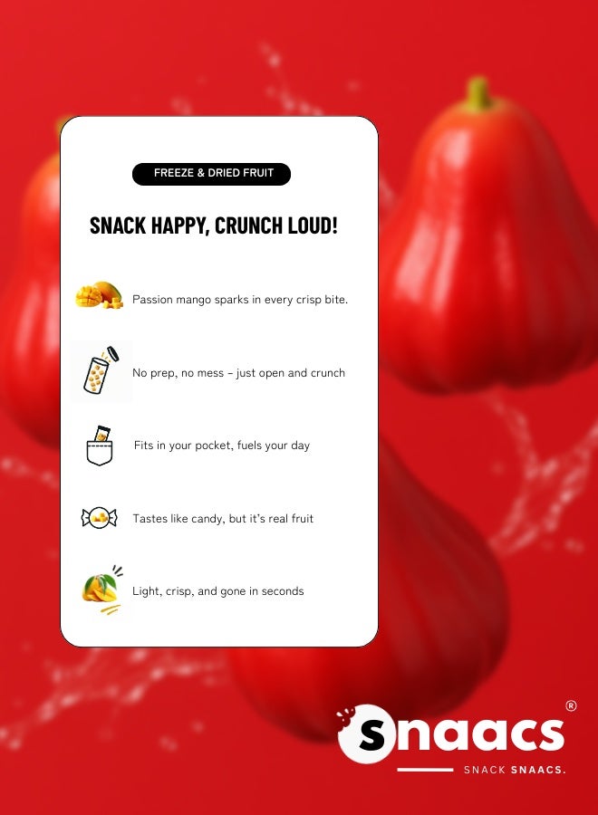 SNAACS Freeze-Dried Passion Mango | No Added Sugar | Tropical Sweet-Tangy Crunchy Snack (3 oz | 85 g) - Image 4