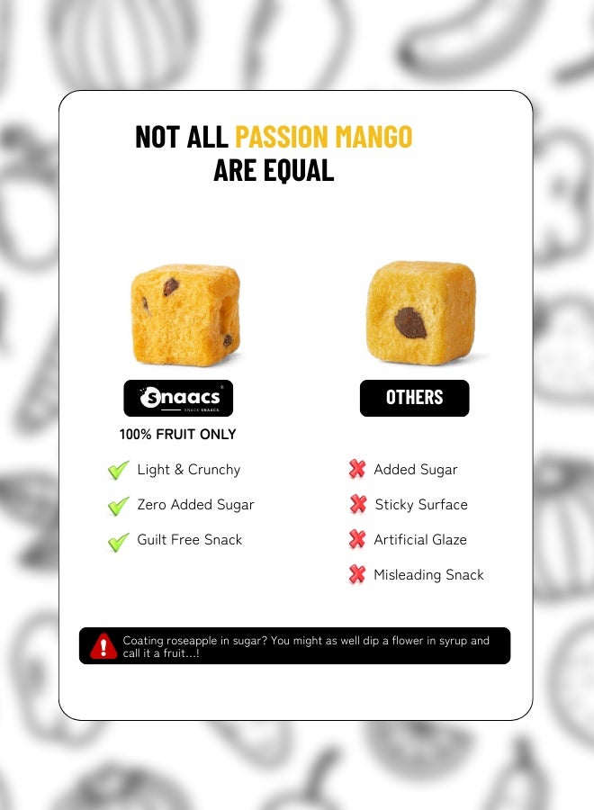 SNAACS Freeze-Dried Passion Mango | No Added Sugar | Tropical Sweet-Tangy Crunchy Snack (3 oz | 85 g) - Image 2