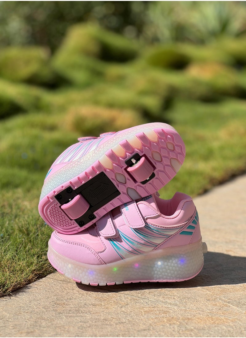 LITTLE ROCKZ LED Flash Light Fashion Shiny Sneaker Skate Heelys Shoes With Wheels And Lightning Sole  - Image 3