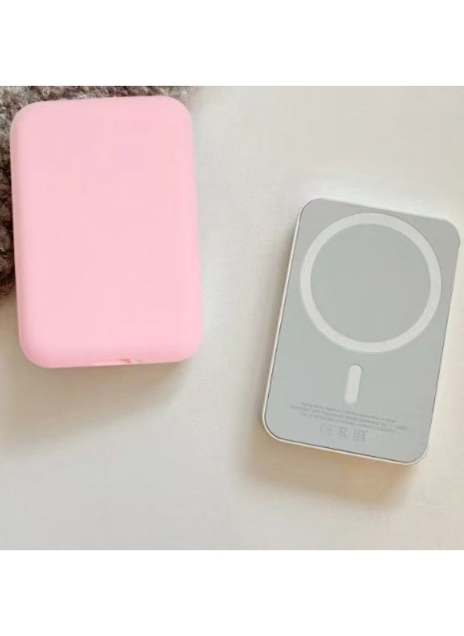 Generic - Suitable For Apple Back Clip Type Magnetic Attrition Magsafe External Battery Protective Case Apple Charging Treasure Frosted Protective Case-Specifications:Pink Protective Case - Image 1
