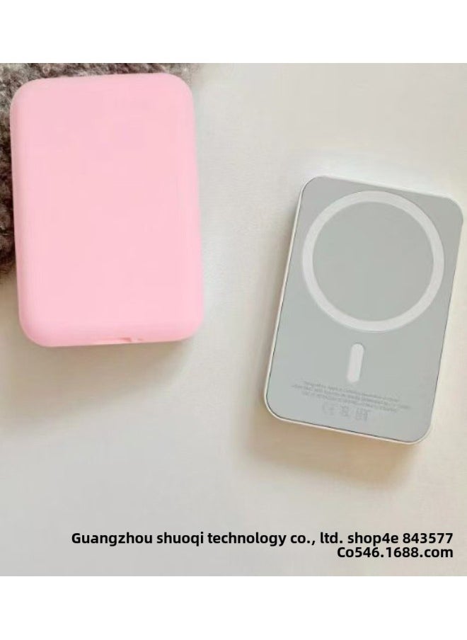 Generic - Suitable For Apple Back Clip Type Magnetic Attrition Magsafe External Battery Protective Case Apple Charging Treasure Frosted Protective Case-Specifications:Pink Protective Case - Image 1