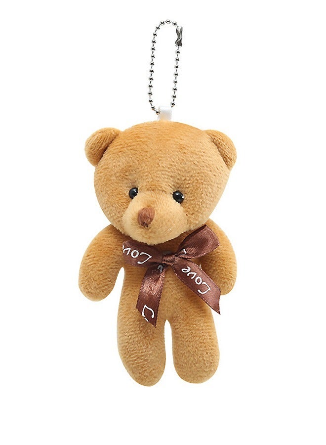 Bear Plush Keychain Toys, Soft PP Cotton Bow Tie Lovely Bear Pendant Key Ring, Charm Pendant Gift for Men Women Boy Girl (Brown) - Image 1