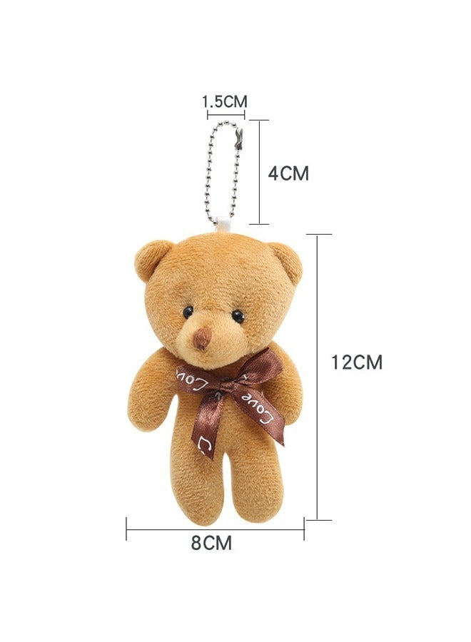 Bear Plush Keychain Toys, Soft PP Cotton Bow Tie Lovely Bear Pendant Key Ring, Charm Pendant Gift for Men Women Boy Girl (Brown) - Image 2