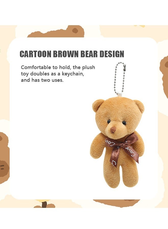 Bear Plush Keychain Toys, Soft PP Cotton Bow Tie Lovely Bear Pendant Key Ring, Charm Pendant Gift for Men Women Boy Girl (Brown) - Image 3
