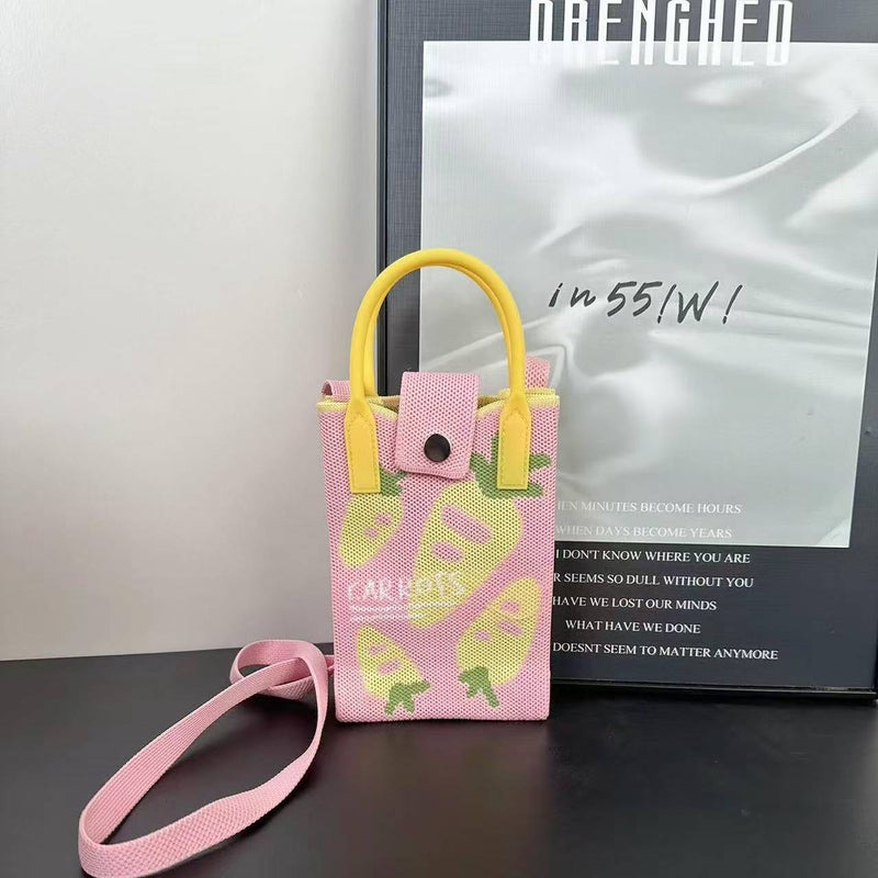 Advanced Sense Ins Mobile Phone Bag New Cartoon Knitted Bag Dopamine Niche All-Match Crossbody Shoulder Bag Handbag - Image 1