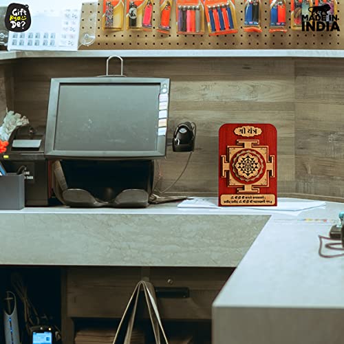 Gift Kya De GKD Shree Yantra for Business Growth and Vyapar Vridhi Yantra 3D Tabletop Design Used for Shop Office and Home shri Yantra Brings Good Luck Unique Gift Items (Wooden Multicolor) - Image 5