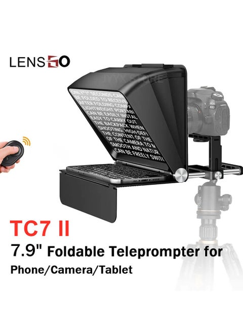 LENSGO TC7 II Teleprompter لكاميرات الهواتف الذكية وملحقات التصوير الفوتوغرافي الاحترافية مع جهاز التحكم عن بعد