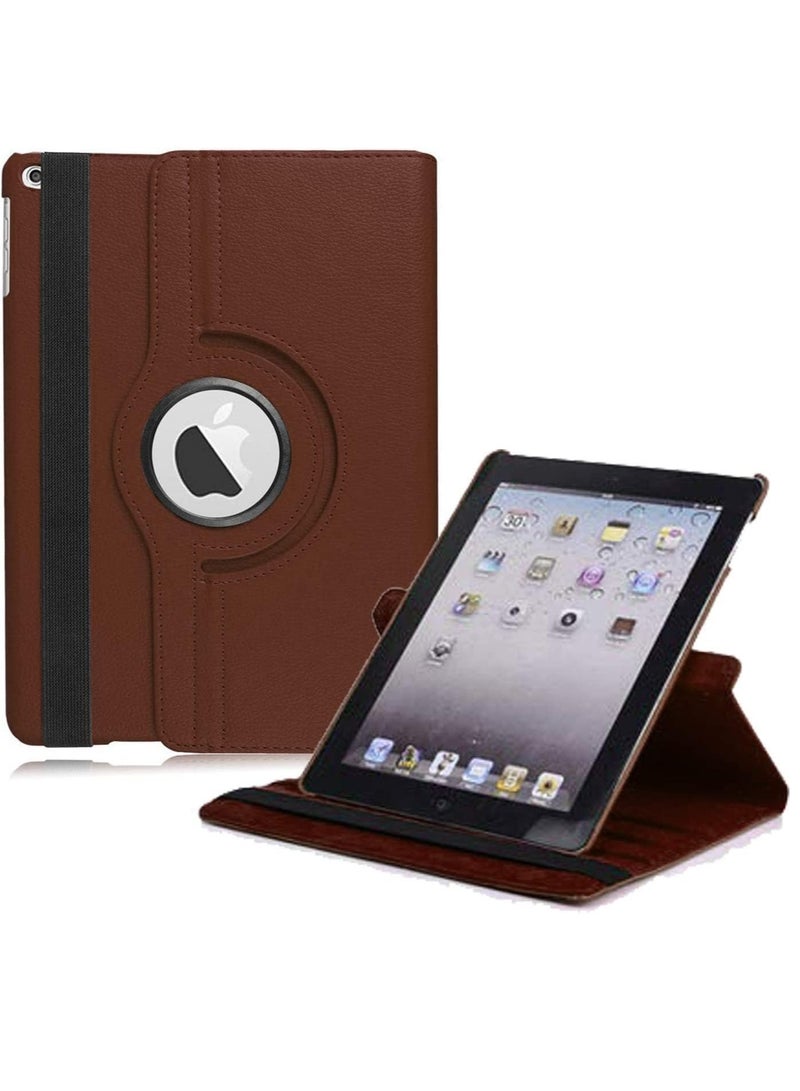 ELTRAZONE New iPad 2017 9.7" / iPad Air 2 Leather Case - 360 Degree Rotating Stand Smart Cover with Auto Sleep/Wake - Brown - Image 1