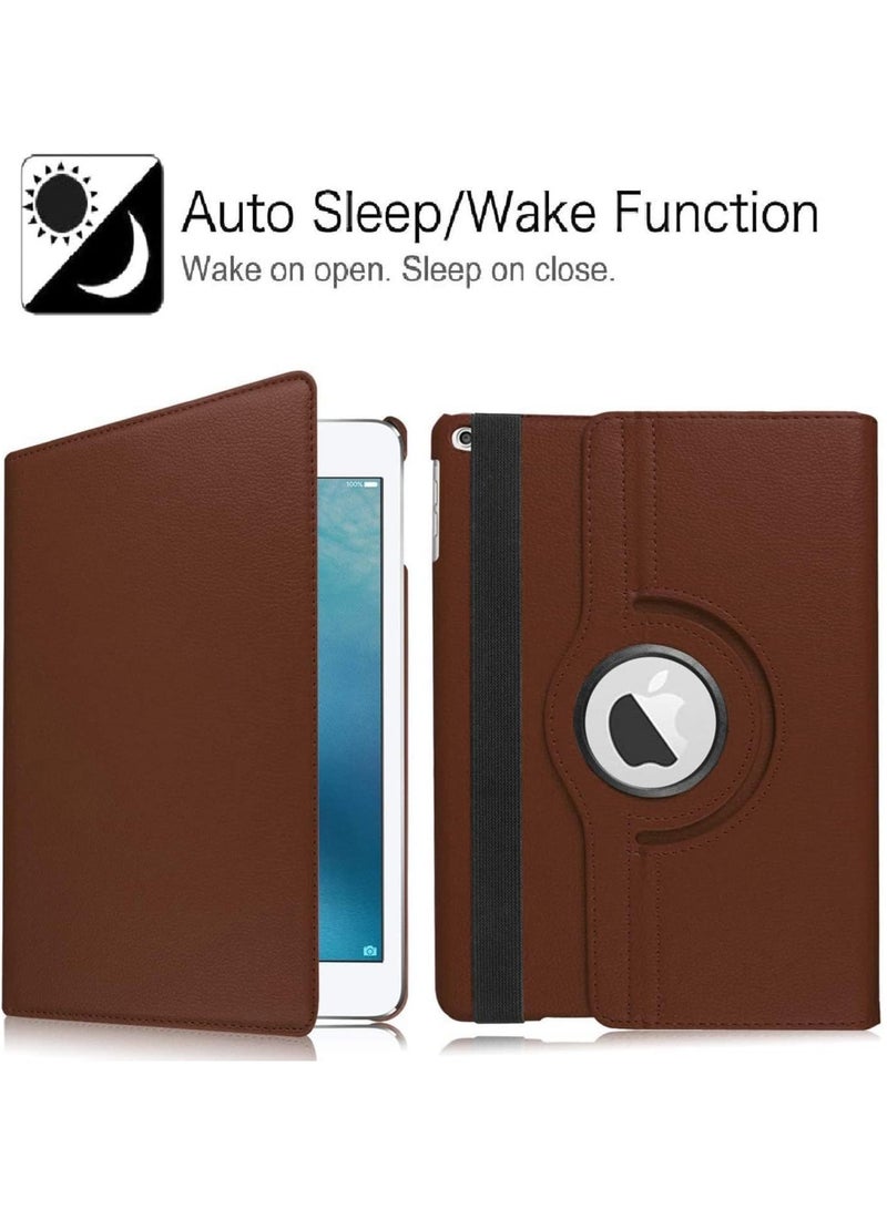 ELTRAZONE New iPad 2017 9.7" / iPad Air 2 Leather Case - 360 Degree Rotating Stand Smart Cover with Auto Sleep/Wake - Brown - Image 2