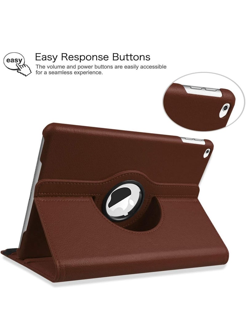 ELTRAZONE New iPad 2017 9.7" / iPad Air 2 Leather Case - 360 Degree Rotating Stand Smart Cover with Auto Sleep/Wake - Brown - Image 3