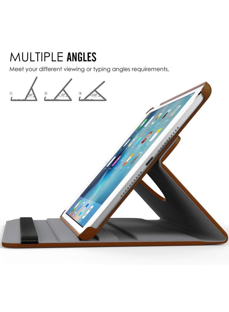 ELTRAZONE New iPad 2017 9.7" / iPad Air 2 Leather Case - 360 Degree Rotating Stand Smart Cover with Auto Sleep/Wake - Brown - Image 4