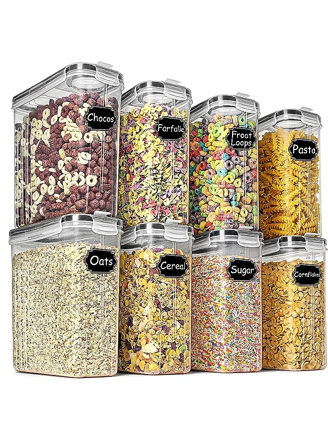 Opal مجموعة حاويات تخزين الطعام، منظم تخزين المطبخ، بلاستيك خالي من BPA، محكم الإغلاق، مجموعة من 2، 4، 6، 8 قطع سعة 2.5 لتر لكل حاوية مع غطاء، أغطية سهلة القفل، مقاومة للتسرب، لون أسود (2) - Image 1