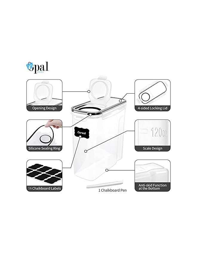 Opal مجموعة حاويات تخزين الطعام، منظم تخزين المطبخ، بلاستيك خالي من BPA، محكم الإغلاق، مجموعة من 2، 4، 6، 8 قطع سعة 2.5 لتر لكل حاوية مع غطاء، أغطية سهلة القفل، مقاومة للتسرب، لون أسود (2) - Image 5