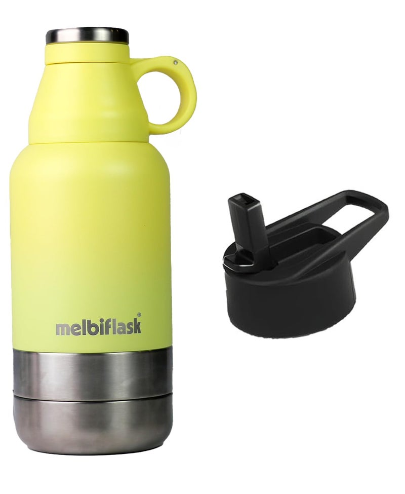 Melbify 3in1 Flask with Storage Bowls Sipper Lid Vacuum Flask Melbiflask Water BottleThermosteel Flask 1 Litre Hot Cold WaterCoffeeTeaMilk Best Flask for BabiesOfficeTravel