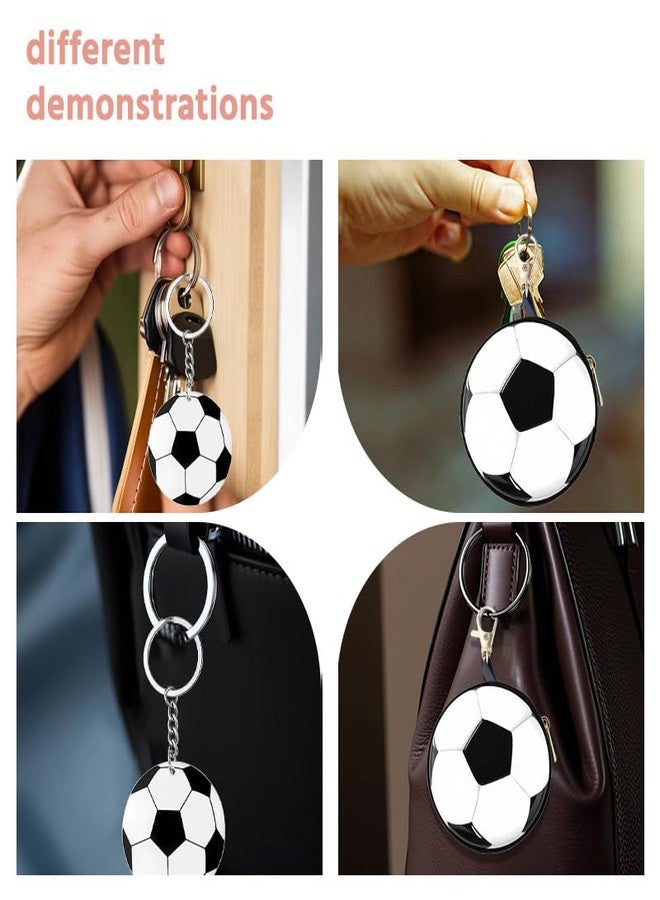 Sisadodo Mini Soccer Coin Purse Keychain Round Sports Tinplate Bag for Soccer Lover Coin Pouch Keychain for Women Men Football Keychains Wallet Change Purse for Coins with Zipper - Image 2