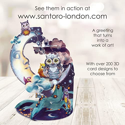 Santoro Pendulum, 3D Pop Up Greeting Card - Owls - Birthday Card for Him, for Her, for Kids, Birthday - Image 5