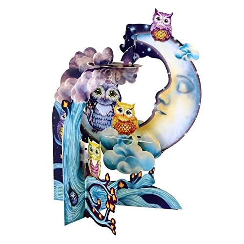 Santoro Pendulum, 3D Pop Up Greeting Card - Owls - Birthday Card for Him, for Her, for Kids, Birthday - Image 2