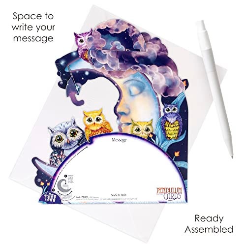 Santoro Pendulum, 3D Pop Up Greeting Card - Owls - Birthday Card for Him, for Her, for Kids, Birthday - Image 4