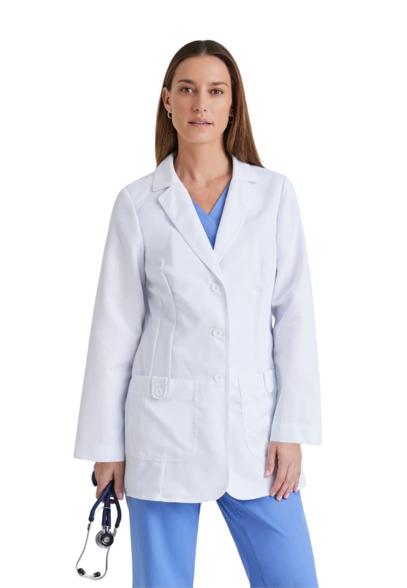 Barco Grey's Anatomy 7446 Missy 2 Pkt White Lab Coat w/ Back Tab Small - Image 1