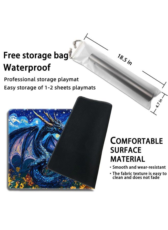 Sepmat MTG Playmat Magic Card Playmat Game Mat,TCG & CCG Card Games Mat with Free Storage Bags Size 24 x 14 Inches (No with Zones,Dragon1) - Image 3