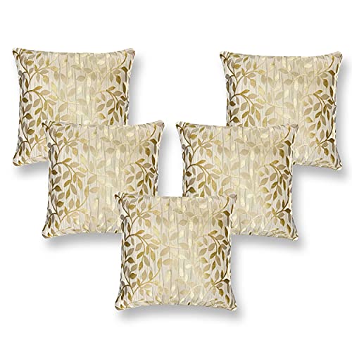 IM FAB® Jacquard Tecno Beige Cushion Cover Set of 5 Pcs(16 X 16 Inchs or 40 x 40 cm) - Image 2