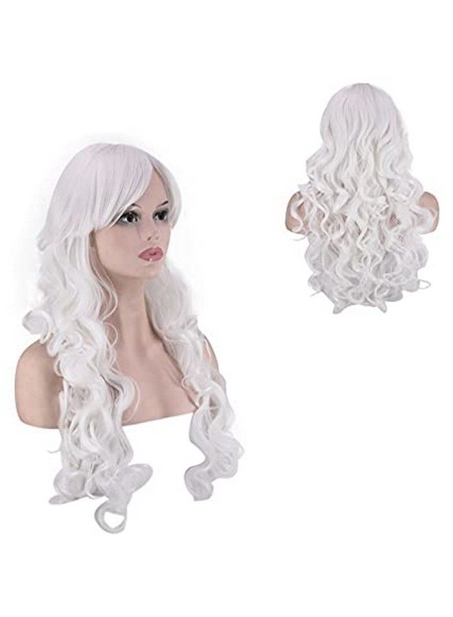 Kriwin White Color Synthetic Long Hair Wig( 23") For Cosplay Party Photo Booth Fancy Dress Fashion - Image 5