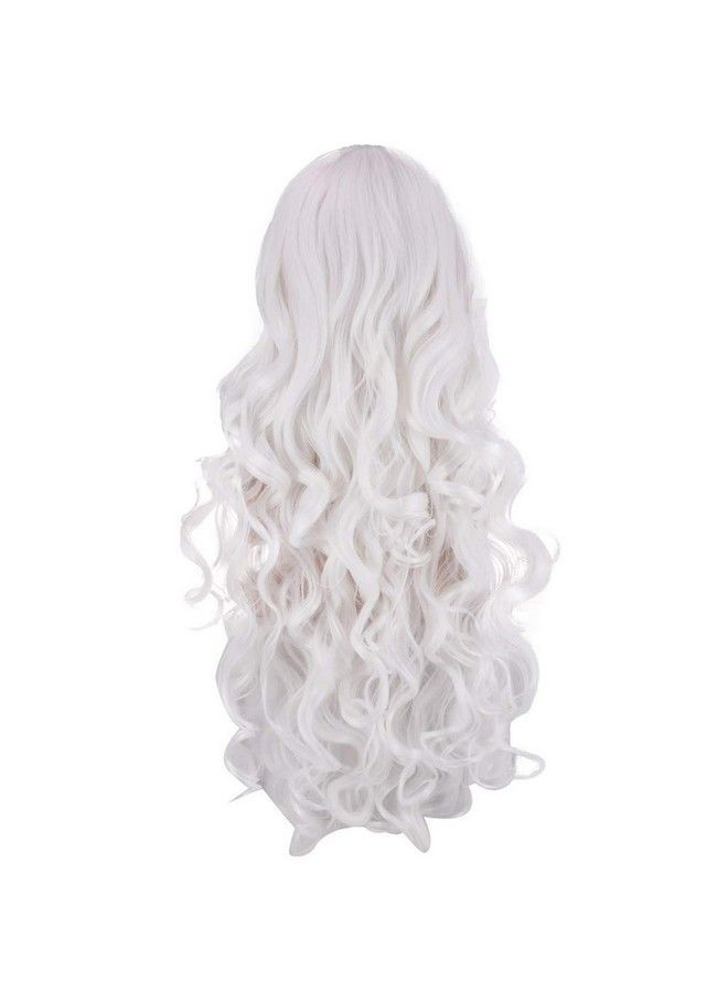 Kriwin White Color Synthetic Long Hair Wig( 23") For Cosplay Party Photo Booth Fancy Dress Fashion - Image 3