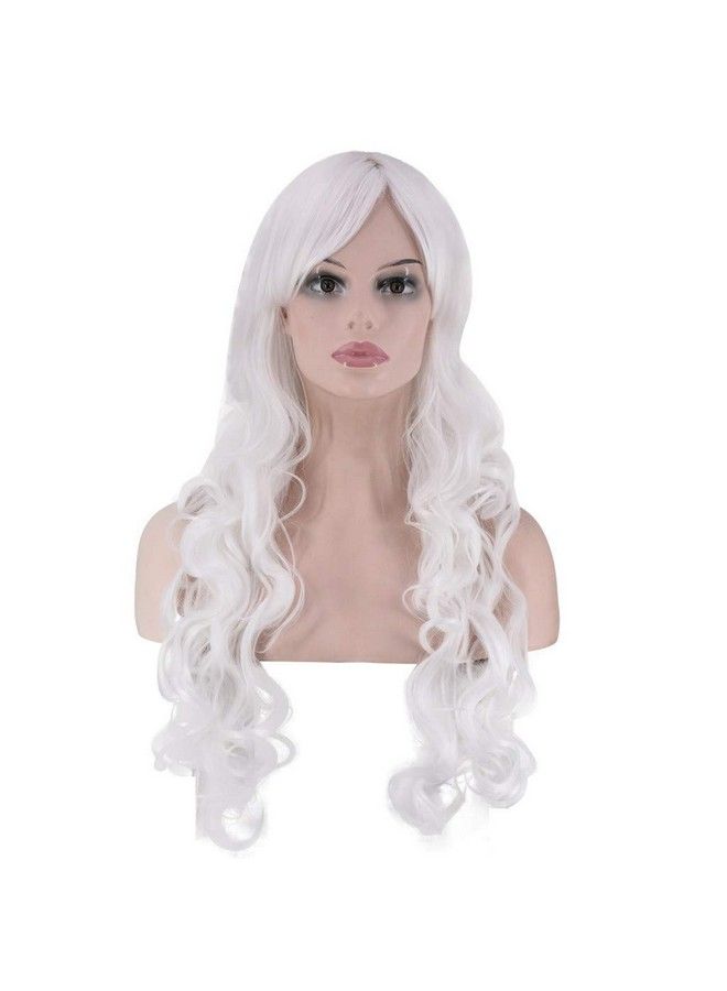 Kriwin White Color Synthetic Long Hair Wig( 23") For Cosplay Party Photo Booth Fancy Dress Fashion - Image 2