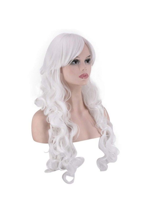 Kriwin White Color Synthetic Long Hair Wig( 23") For Cosplay Party Photo Booth Fancy Dress Fashion - Image 4