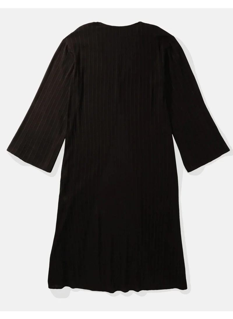 امريكان ايجل Striped Button Detail Kimono Shirt