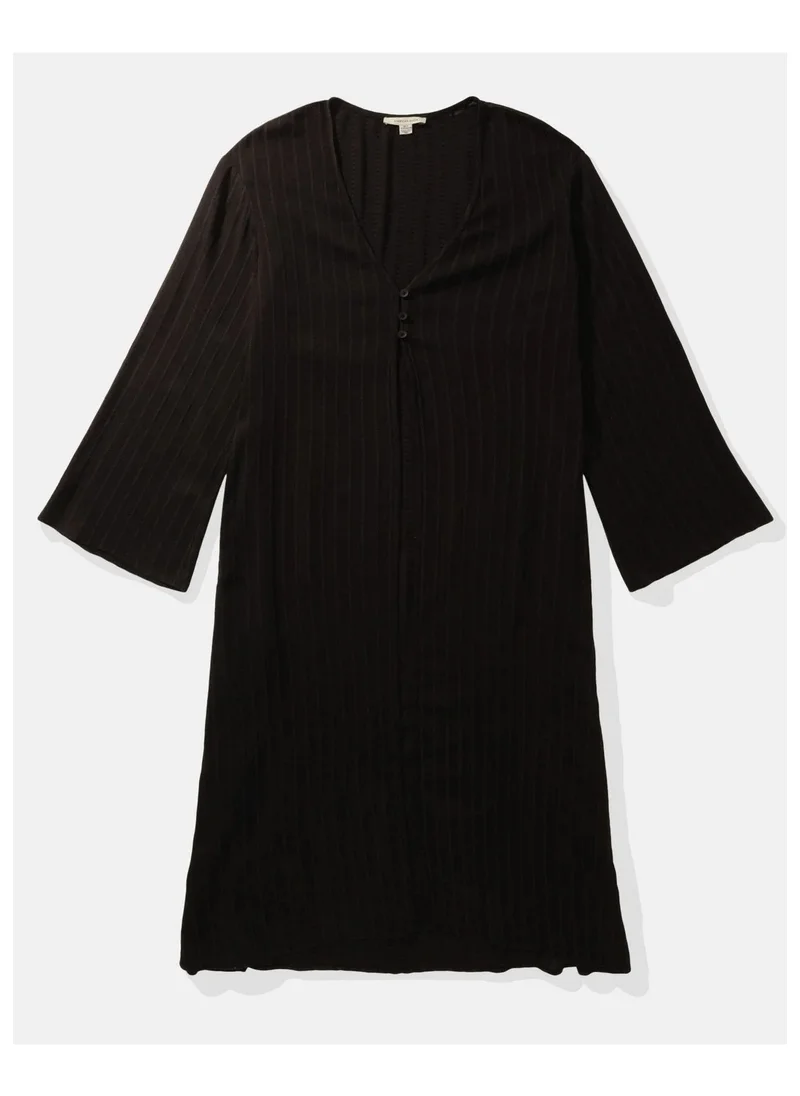امريكان ايجل Striped Button Detail Kimono Shirt