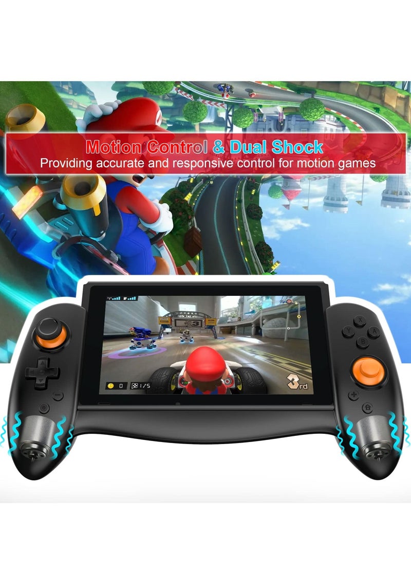 SYOSI - Switch Controller Grip for Nintendo Switch Handheld Mode Ergonomic Design with 6-axis Gyro Double Motor Vibration and Screen Capture Button for Switch Handheld Mode, (black) - Image 1
