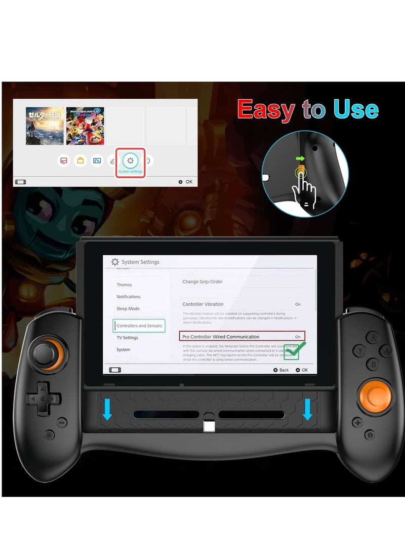 SYOSI - Switch Controller Grip for Nintendo Switch Handheld Mode Ergonomic Design with 6-axis Gyro Double Motor Vibration and Screen Capture Button for Switch Handheld Mode, (black) - Image 1